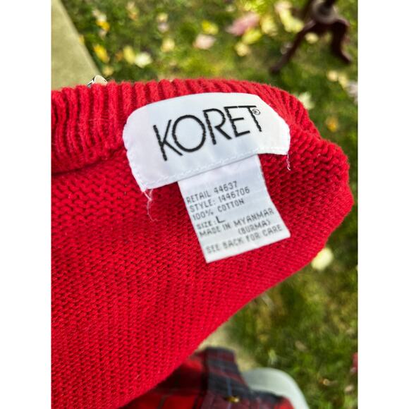 Vintage Red Koret Cotton Large Sweater Vest, Layering Vest, Womens Sweater Vest - Picture 5 of 5
